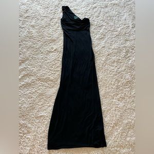 Long Black One Shoulder Fitted Dress Sz Small